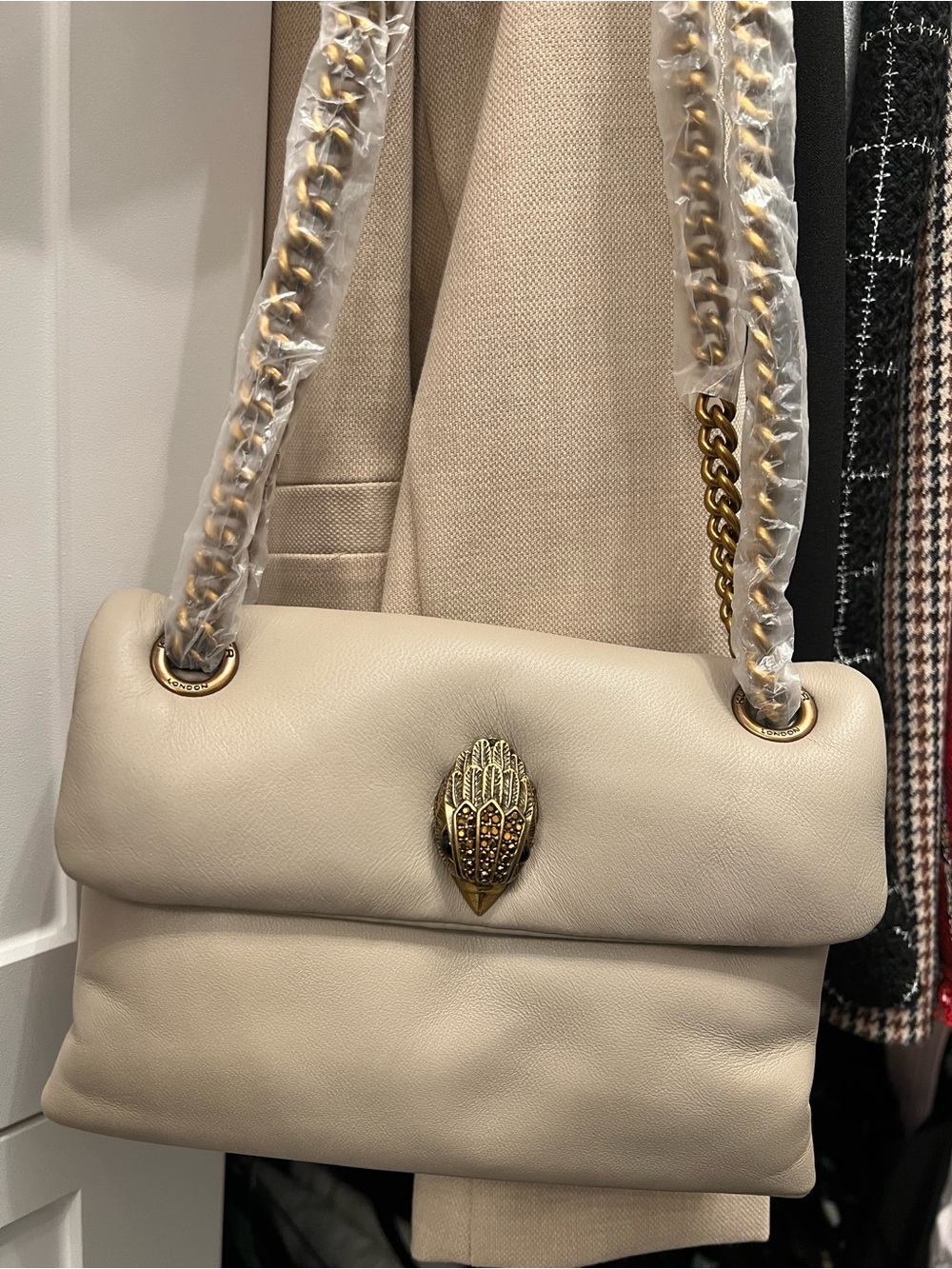 KURT GEIGER Mini Kew Beige Leather Bag